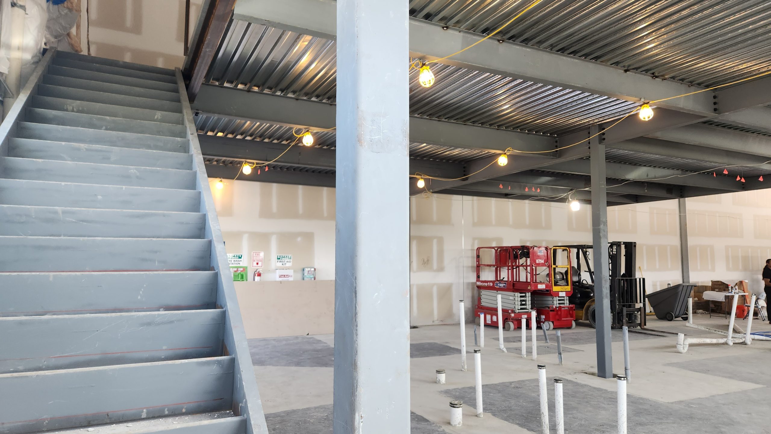 Rt 7 Brewery construction looking up stairs